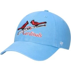 Men's St. Louis Cardinals '47 Light Blue Logo Cooperstown Collection Clean Up Adjustable Hat