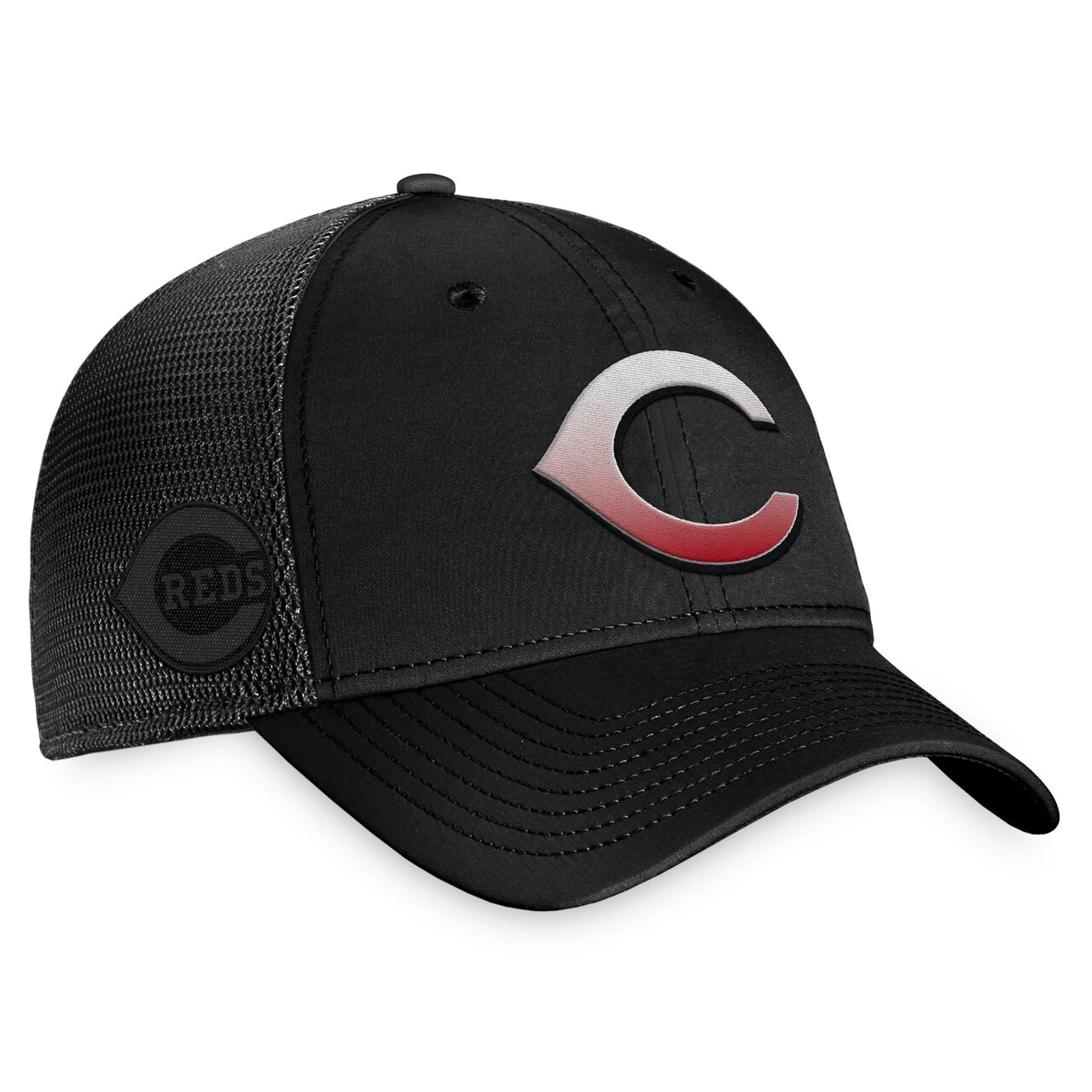 Men's Cincinnati Reds Fanatics Branded Black Color Fade Trucker Snapback Hat - Image 3