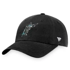 Men's Florida Marlins Fanatics Branded Black Cooperstown Collection Core Adjustable Hat