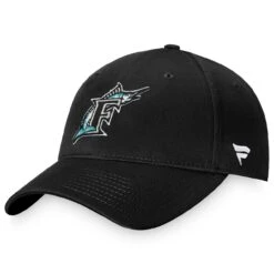 Men's Florida Marlins Fanatics Branded Black Cooperstown Collection Core Adjustable Hat