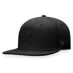 Men's Miami Marlins Fanatics Branded Black On Black Snapback Hat