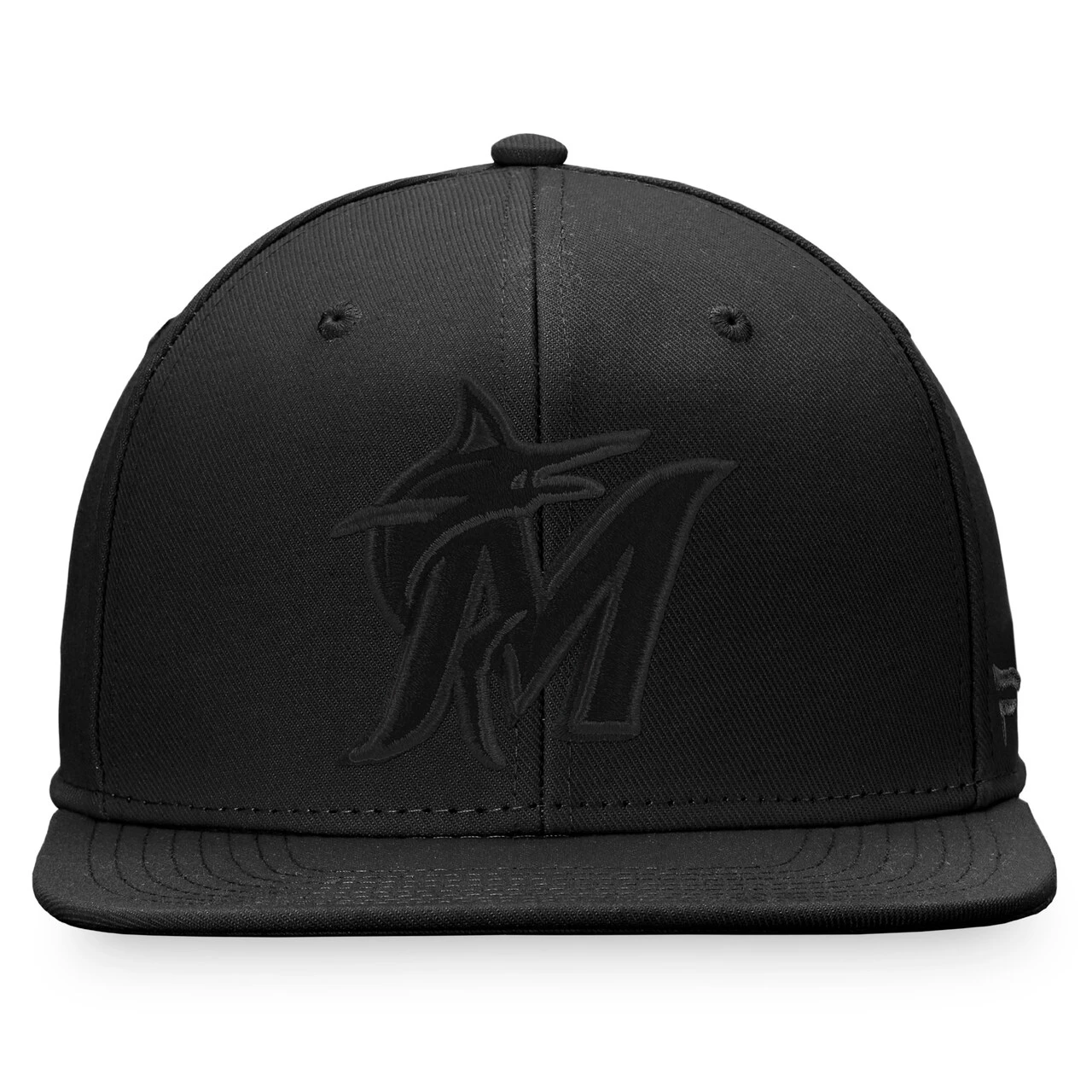 Men's Miami Marlins Fanatics Branded Black On Black Snapback Hat - Image 2