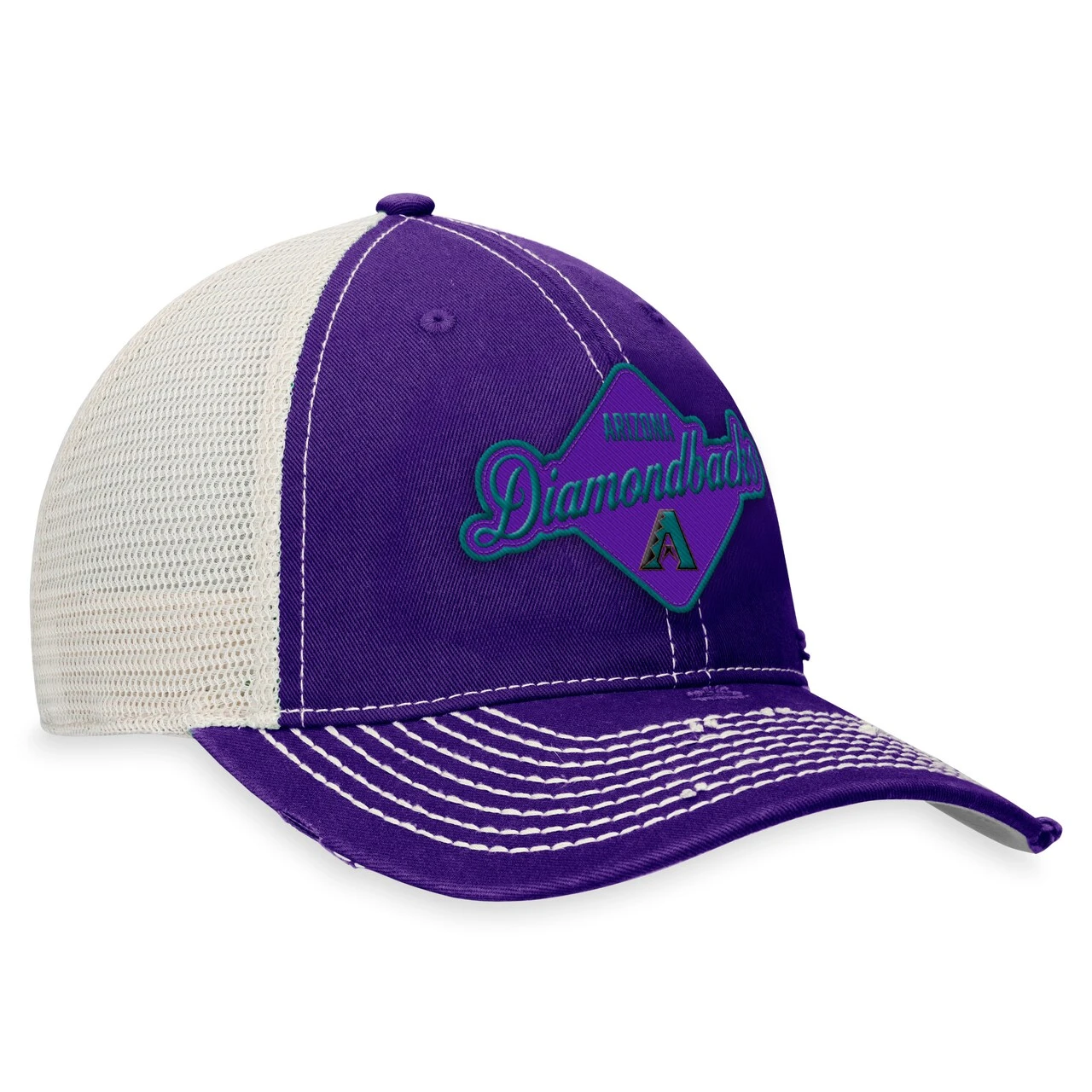 Men's Arizona Diamondbacks Fanatics Branded Purple Heritage Trucker Snapback Hat - Image 3