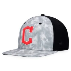 Men's Cleveland Guardians Majestic Gray Smoke Dye Snapback Hat