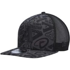 Men's Arizona Diamondbacks New Era Black Repeat A-Frame 9FIFTY Trucker Snapback Hat