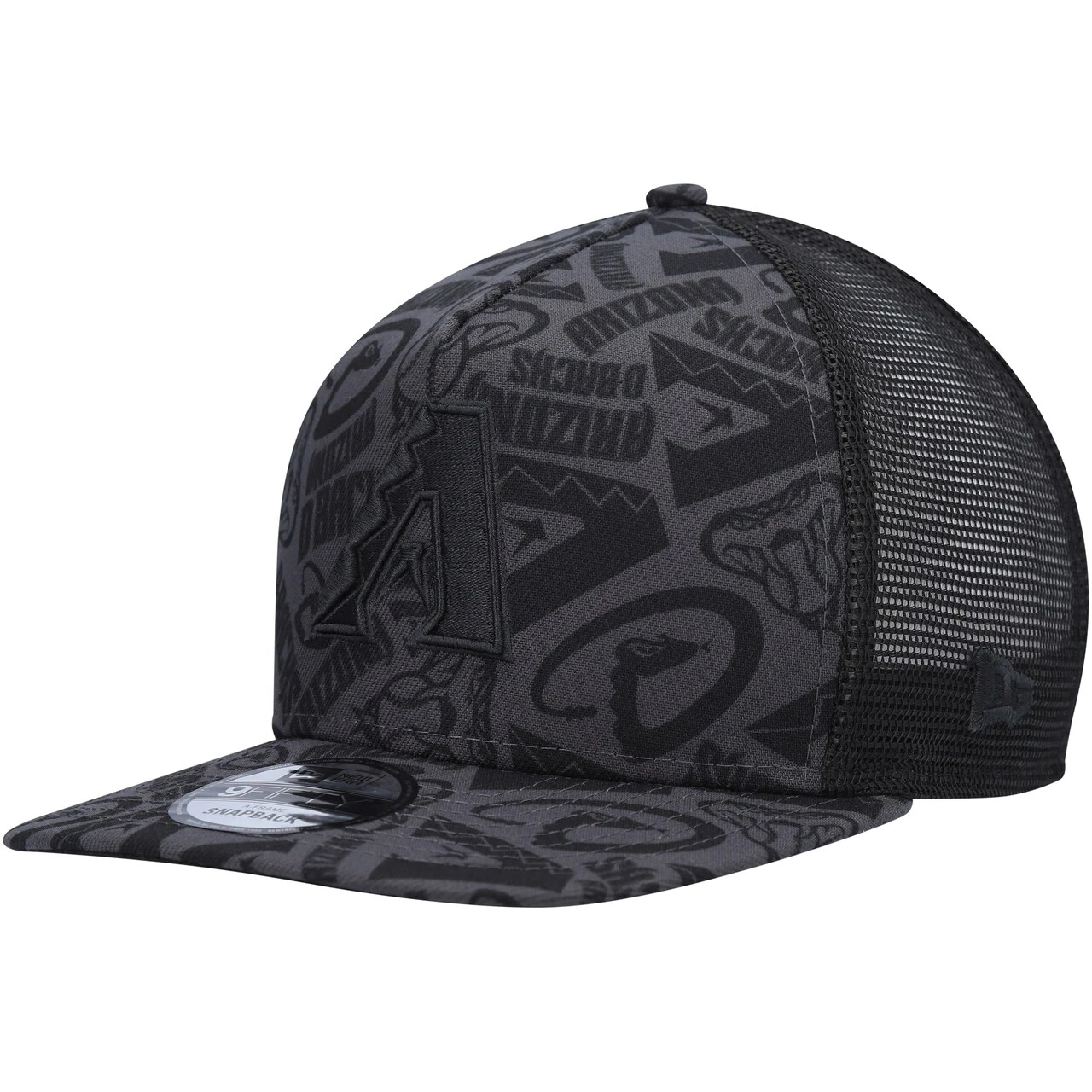 Men's Arizona Diamondbacks New Era Black Repeat A-Frame 9FIFTY Trucker Snapback Hat