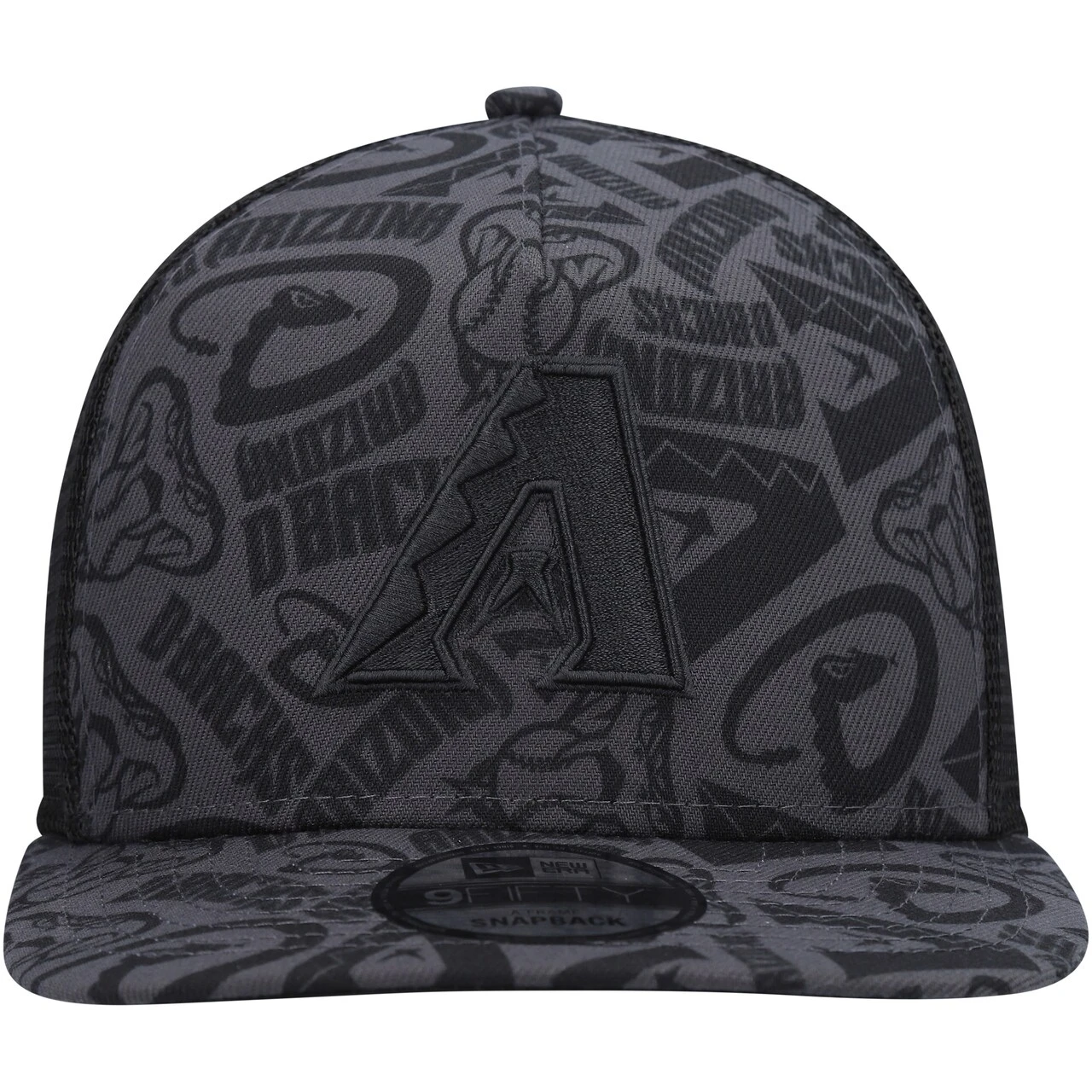 Men's Arizona Diamondbacks New Era Black Repeat A-Frame 9FIFTY Trucker Snapback Hat - Image 2