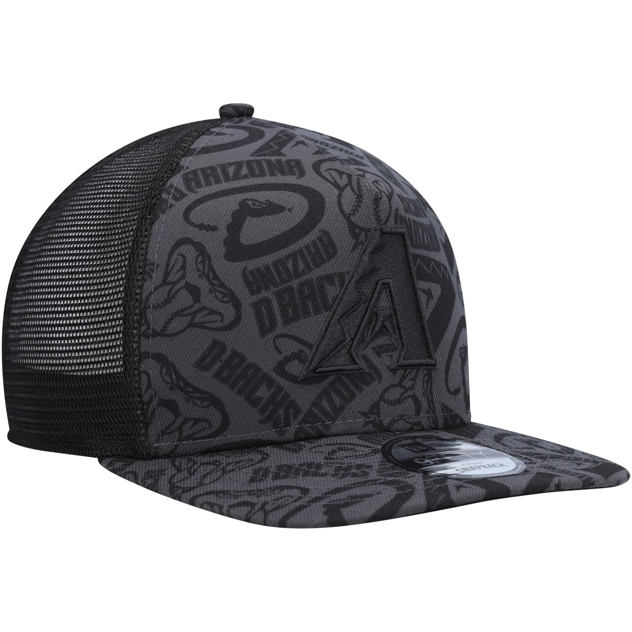 Men's Arizona Diamondbacks New Era Black Repeat A-Frame 9FIFTY Trucker Snapback Hat - Image 3