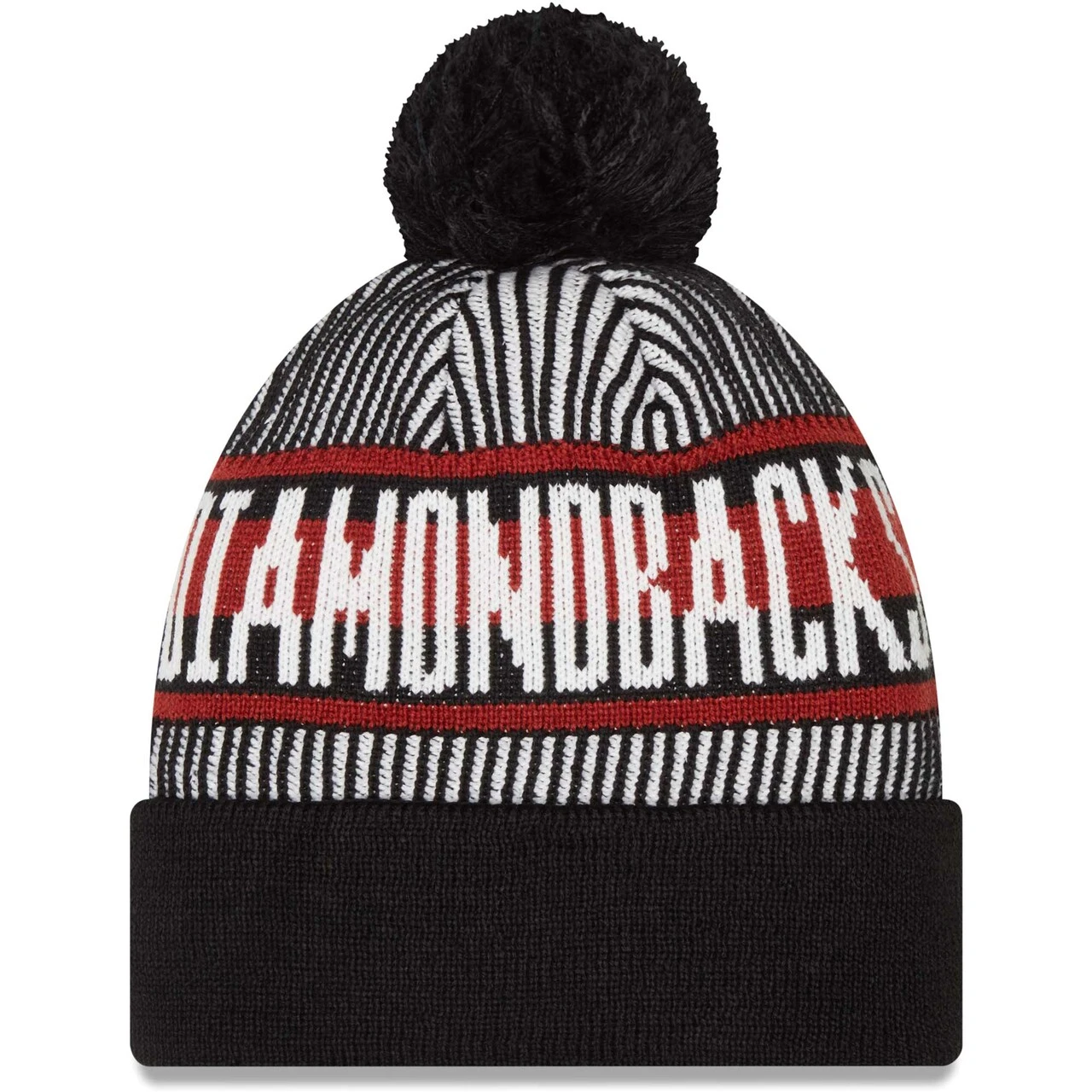 Men's Arizona Diamondbacks New Era Black Striped Cuffed Knit Hat With Pom - Image 2