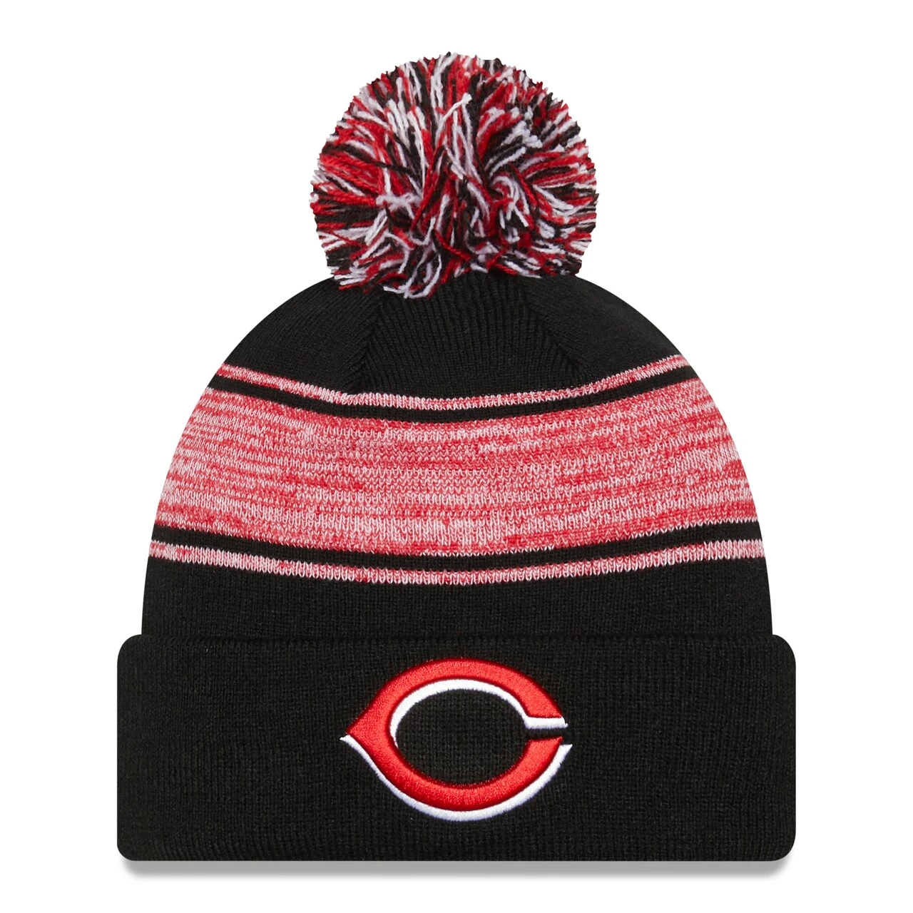Men's Cincinnati Reds New Era Black Chilled Cuffed Knit Hat With Pom