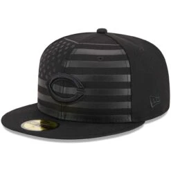 Men's Cincinnati Reds New Era Black Tonal Flag 59FIFTY Fitted Hat