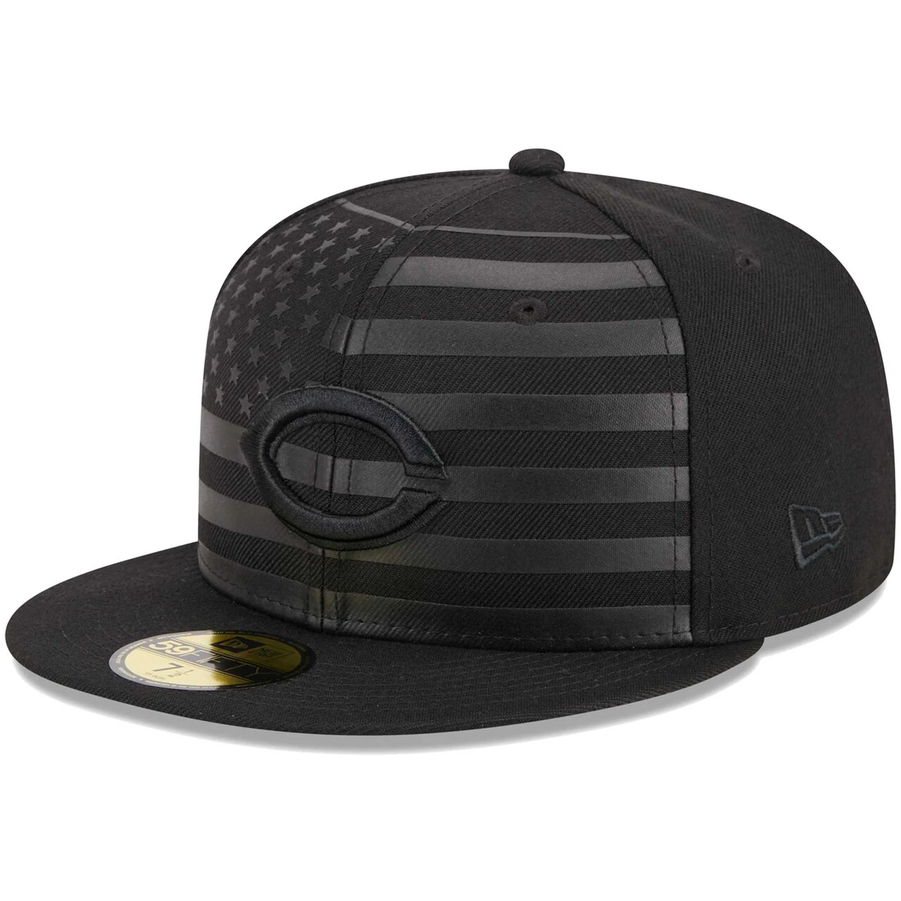 Men's Cincinnati Reds New Era Black Tonal Flag 59FIFTY Fitted Hat