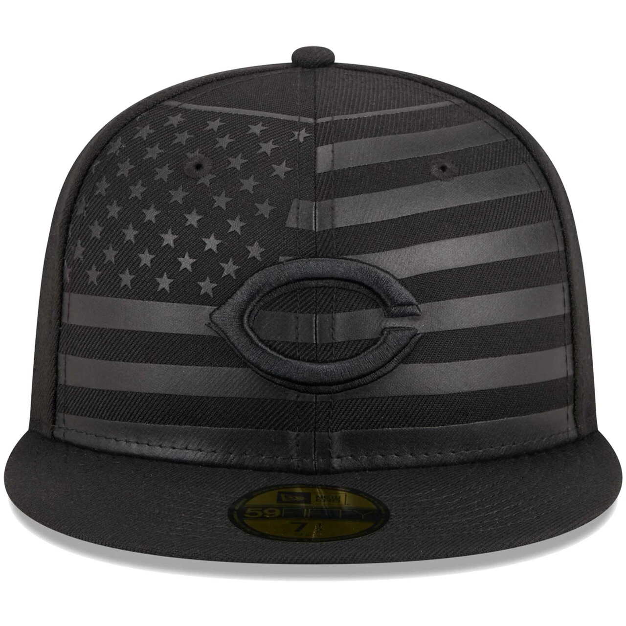 Men's Cincinnati Reds New Era Black Tonal Flag 59FIFTY Fitted Hat - Image 2