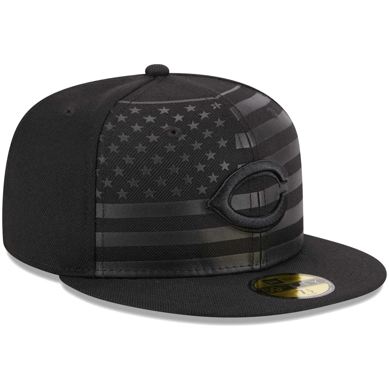 Men's Cincinnati Reds New Era Black Tonal Flag 59FIFTY Fitted Hat - Image 3