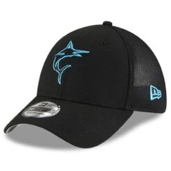 Men's Miami Marlins New Era Black 2023 Batting Practice 39THIRTY Flex Hat