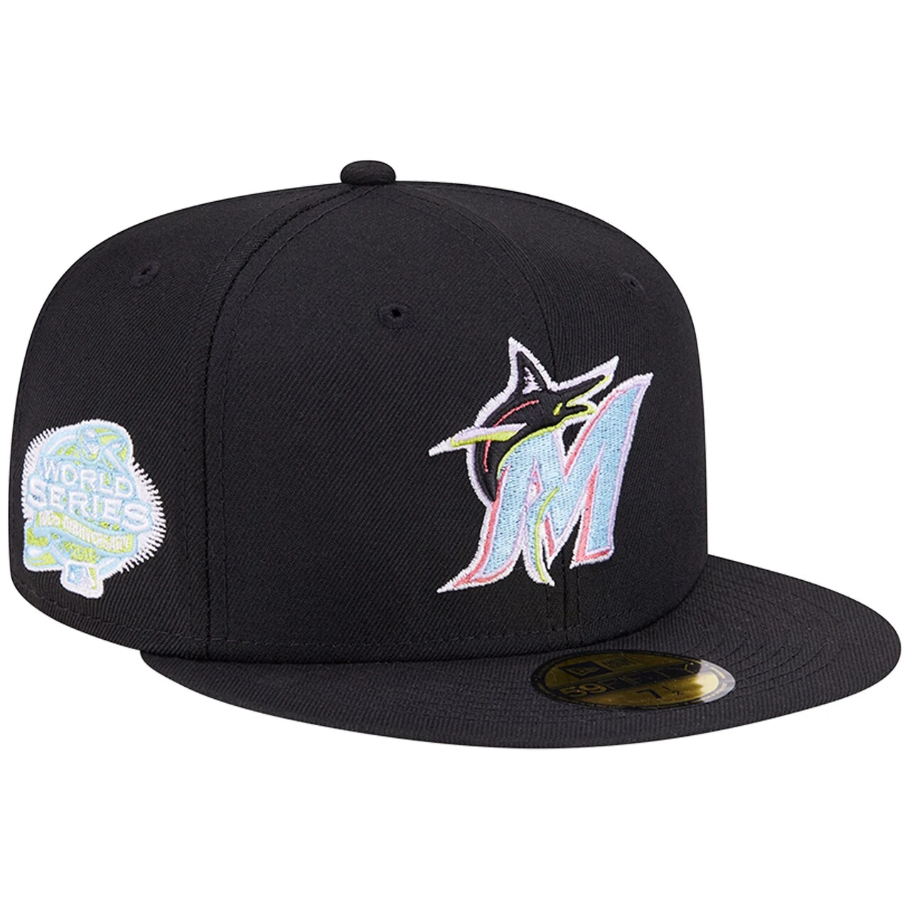 Men's Miami Marlins New Era Black Multi-Color Pack 59FIFTY Fitted Hat