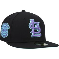 Men's St. Louis Cardinals New Era Black Busch Stadium 30th Anniversary Black Light 59FIFTY Fitted Hat