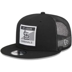 Men's St. Louis Cardinals New Era Black Scratch Squared Trucker 9FIFTY Snapback Hat