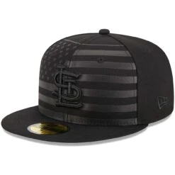 Men's St. Louis Cardinals New Era Black Tonal Flag 59FIFTY Fitted Hat