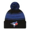 Men's Toronto Blue Jays New Era Black Chilled Cuffed Knit Hat With Pom
