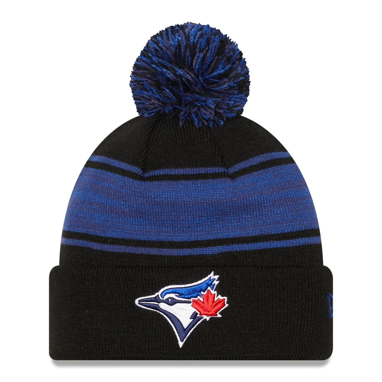 Men's Toronto Blue Jays New Era Black Chilled Cuffed Knit Hat With Pom
