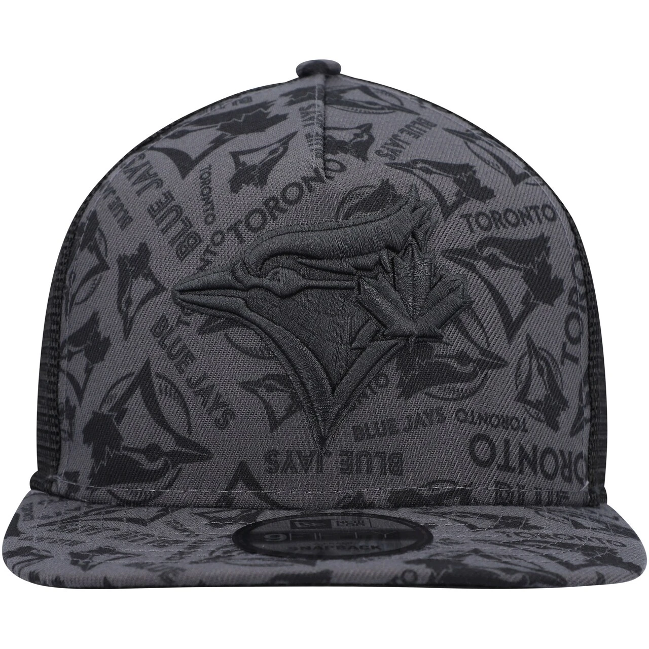 Men's Toronto Blue Jays New Era Black Repeat A-Frame 9FIFTY Trucker Snapback Hat - Image 2