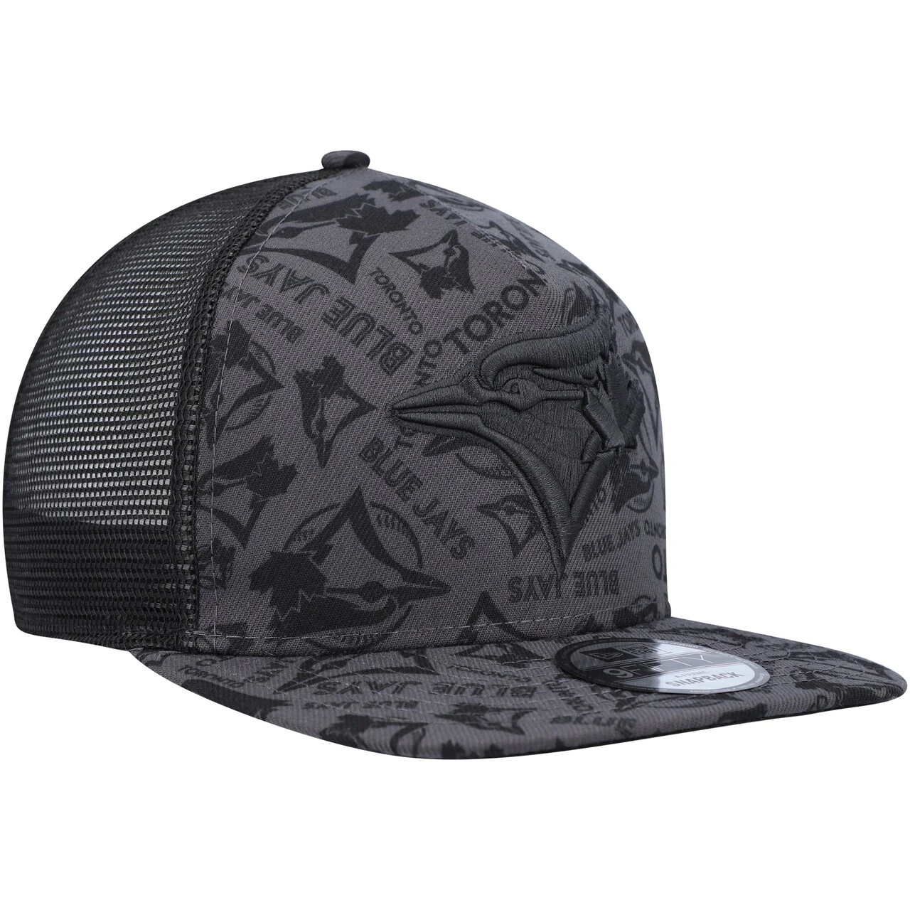 Men's Toronto Blue Jays New Era Black Repeat A-Frame 9FIFTY Trucker Snapback Hat - Image 3