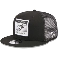 Men's Toronto Blue Jays New Era Black Scratch Squared Trucker 9FIFTY Snapback Hat