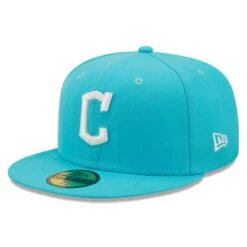Men's Cleveland Guardians New Era Blue Vice Highlighter Logo 59FIFTY Fitted Hat