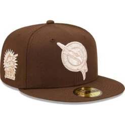 Men's Florida Marlins New Era Brown Pink Undervisor 59FIFTY Fitted Hat