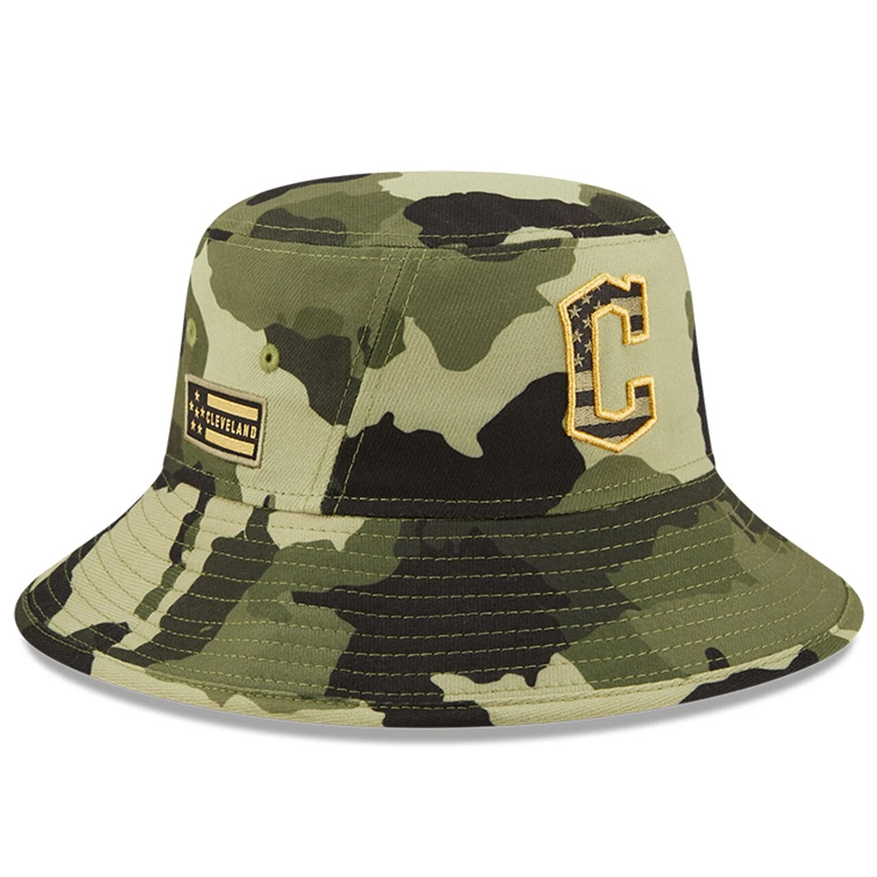 Men's Cleveland Guardians New Era Camo 2022 Armed Forces Day Bucket Hat