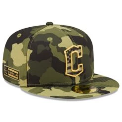 Men's Cleveland Guardians New Era Camo 2022 Armed Forces Day On-Field 59FIFTY Fitted Hat