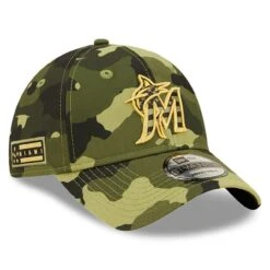 Men's Miami Marlins New Era Camo 2022 Armed Forces Day 9TWENTY Adjustable Hat