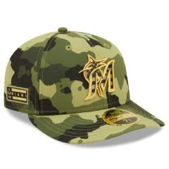 Men's Miami Marlins New Era Camo 2022 Armed Forces Day On-Field Low Profile 59FIFTY