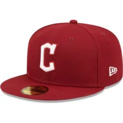 Men's Cleveland Guardians New Era Cardinal White Logo 59FIFTY Fitted Hat