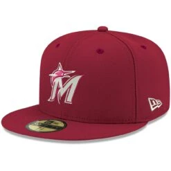 Men's Miami Marlins New Era Cardinal White Logo 59FIFTY Fitted Hat