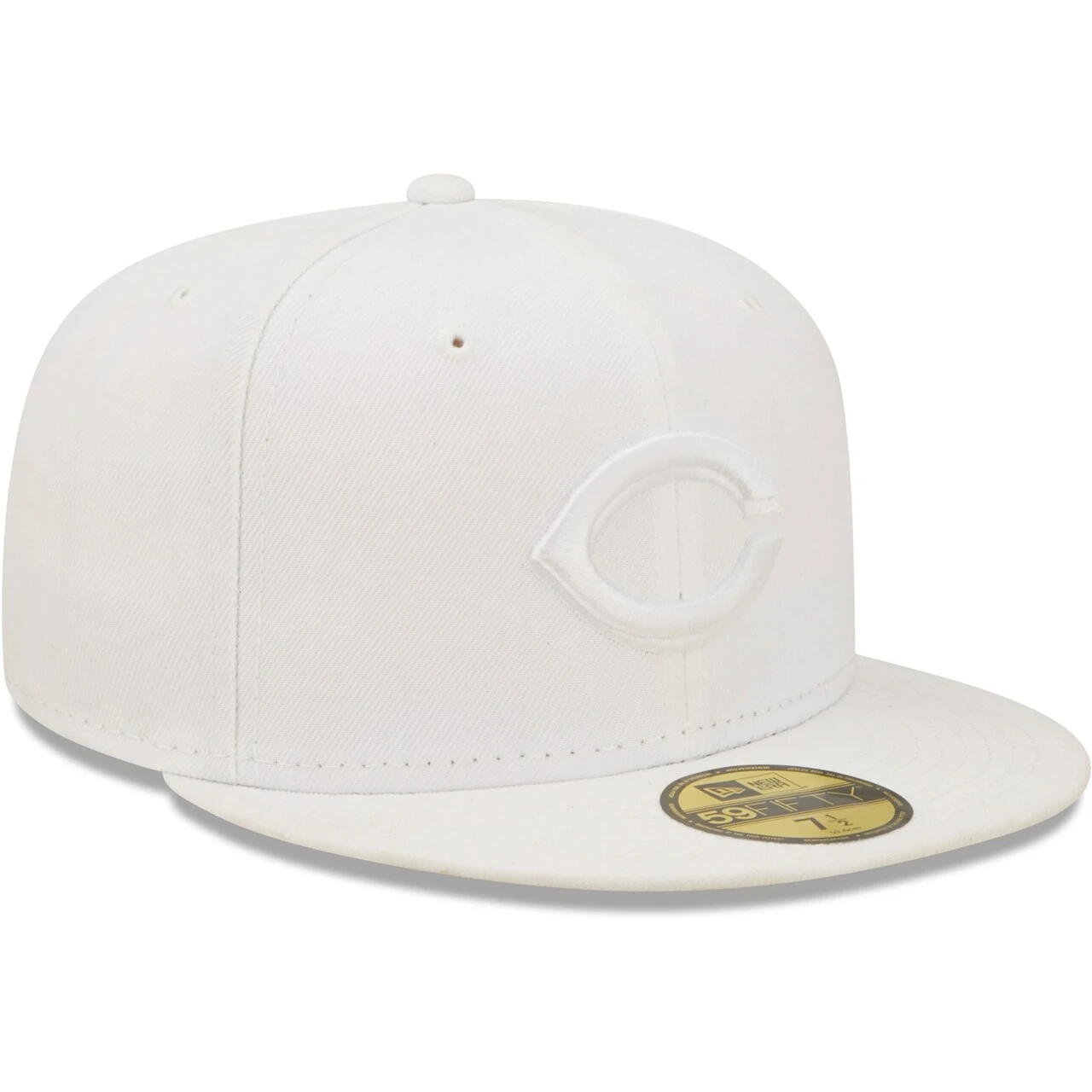 Men's Cincinnati Reds New Era White On White 59FIFTY Fitted Hat - Image 3
