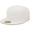 Men's Cleveland Guardians New Era White On White 59FIFTY Fitted Hat