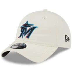Men's Miami Marlins New Era Cream Chrome Core Classic 9TWENTY Adjustable Hat