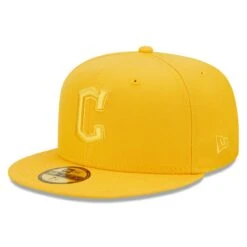 Men's Cleveland Guardians New Era Gold Tonal 59FIFTY Fitted Hat