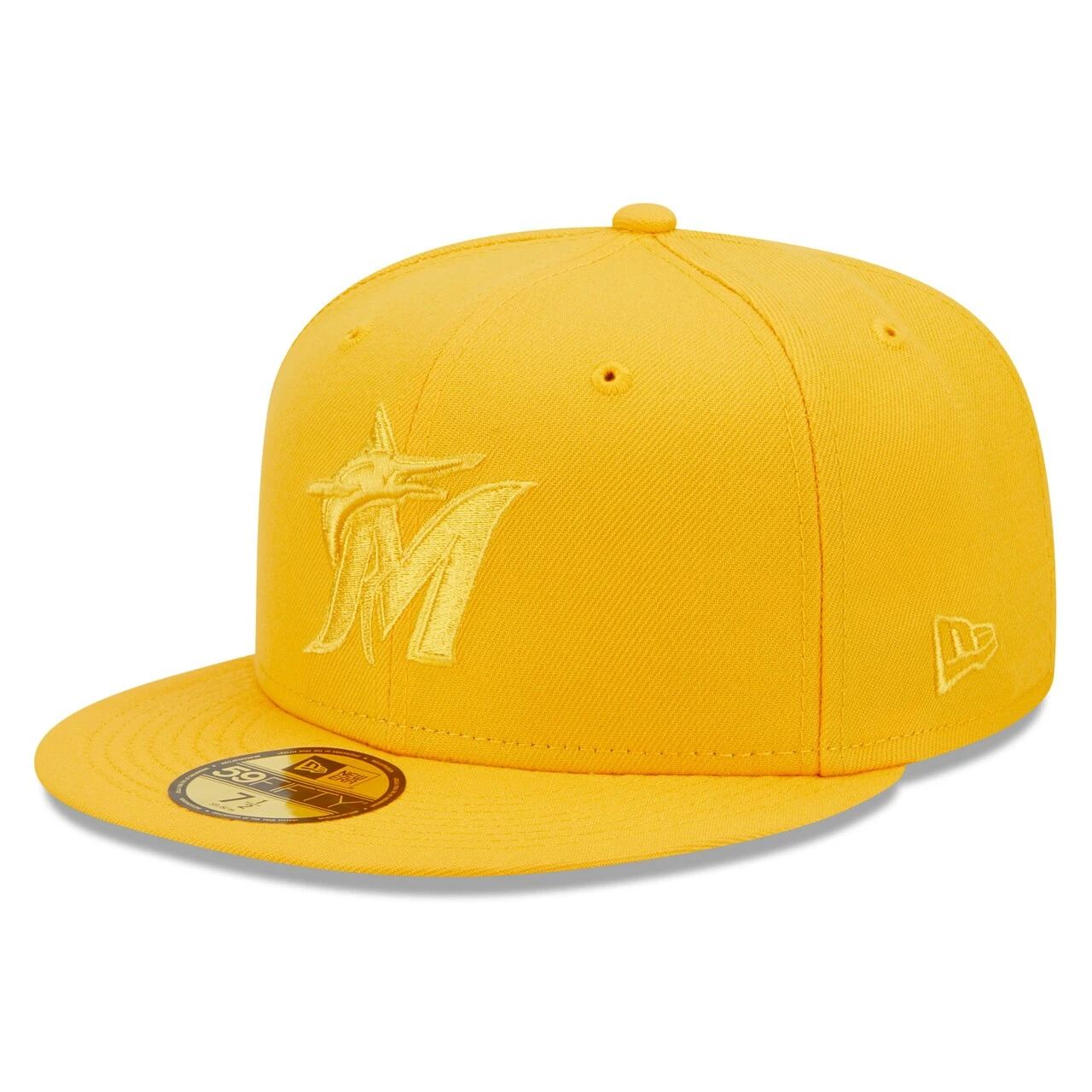 Men's Miami Marlins New Era Gold Tonal 59FIFTY Fitted Hat