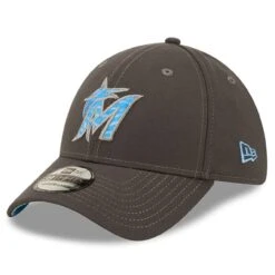 Men's Miami Marlins New Era Graphite 2022 Father's Day 39THIRTY Flex Hat