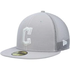 Men's Cleveland Guardians New Era Gray 2023 On-Field Batting Practice 59FIFTY Fitted Hat