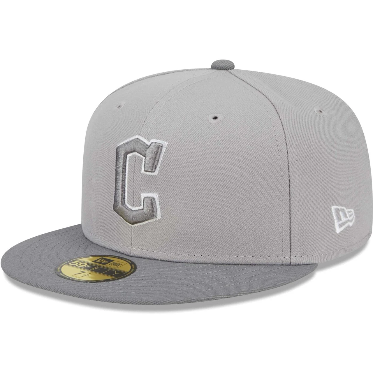 Men's Cleveland Guardians New Era Gray Green Undervisor 59FIFTY Fitted Hat
