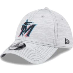 Men's Miami Marlins New Era Gray Speed 39THIRTY Flex Hat