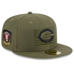 Men's Cincinnati Reds New Era Green 2023 Armed Forces Day On-Field 59FIFTY Fitted Hat