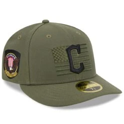 Men's Cleveland Guardians New Era Green 2023 Armed Forces Day Low Profile 59FIFTY Fitted Hat