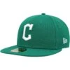 Men's Cleveland Guardians New Era Green White Logo 59FIFTY Fitted Hat