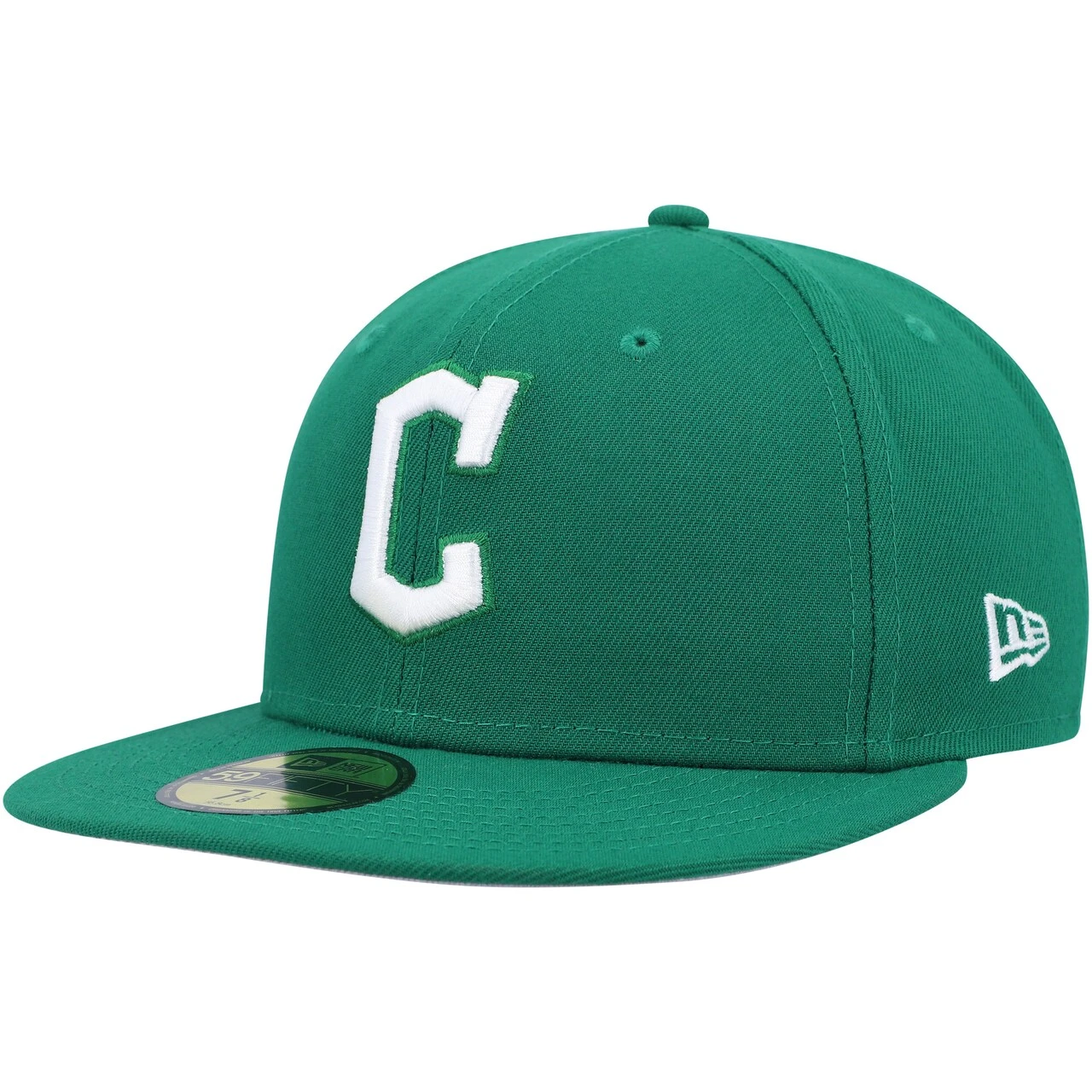 Men's Cleveland Guardians New Era Green White Logo 59FIFTY Fitted Hat