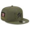 Men's Miami Marlins New Era Green 2023 Armed Forces Day 9FIFTY Snapback Adjustable Hat